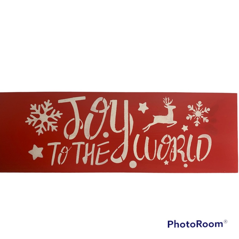 Handmade Wood Hand Painted Home Decor Christmas Holiday Sign Joy To The World